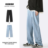 Blue Black Baggy Jeans Men Fashion Retro Straight Jeans Men Japanese Streetwear Hip-hop Loose Denim Pants Mens Trousers S-2XL