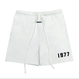 Summer new men's shorts streetwear outdoor men's and women's casual five-point pants cotton print number 1977 shorts
