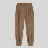 Summer Ice Silk Ultra-thin Men's Casual Suit Pants Fashion Zipper Beam Feet Street Harem  Ankle Length Trousers Black White