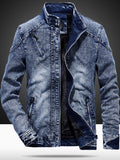Foesce Autumn And Winter New Tide Solid Jackets Men Korean Fashion Cotton Slim Fit Denim Jacket Clothing Youth Coat