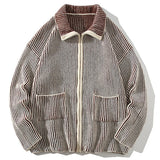 Foesce Autumn Zip Up Pocket Cardigan Men Baggy Sweatercoat Fashion Harajuku Streetwear Knitwear Jumper Clothing Tops Male Plus Size 5XL
