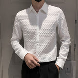 Autumn 3D Polka Dots Shirts Men Fashion Slim Long Sleeve Casual Shirt Business Dress Shirt Streetwear Camisa Masculina