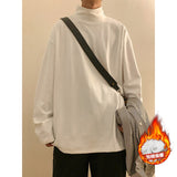 Winter Plush Thicken T Shirt Men Warm Fashion Casual Stand Collar Tshirt Mens Korean Loose Thick Long Sleeve T-shirt Men Tops