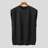 Fashion Men Tank Tops Solid Color O-neck Sleeveless Korean Streetwear Vests Summer Loose Casual Men Clothing 5XL 7