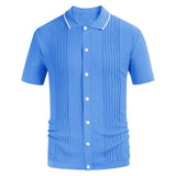 Summer Men's Luxury Clothing Knit Short Sleeve Polo Shirt Casual Streetwear Lapel Button Down Cardigan Breathable Tops