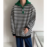 Winter Striped Lapel Sweater Men Warm Fashion Casual Knitting Pullover Men Korean Loose Long Sleeve Sweater Mens Jumper Clothes