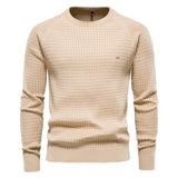 Foesce -100% Cotton Men Sweaters Soild Color O-neck High Quality Mesh Pullovers Male New Winter Autumn Basic Sweaters For Men