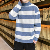 Foesce New Autumn Winter Thick Warm Fashion Striped Korean Sweater Men Trend Brand Pullovers Sweatshirt High Quality Knitwear Male