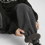 Winter Thicken Pants Men Warm Fashion Lamb Wool Pants Men Streetwear Korean Loose Thick Straight Pants Mens Trousers M-3XL
