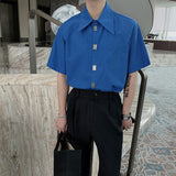 Men's Summer Casual Short-Sleeved Shirts/Male Loose and Trend Camisa Masculina Fashion Houndstooth Shirts Clothing Homme