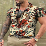 Men's Vintage Shirts  Spring Summer Casual Short Sleeve Button Lapel Loose Shirt For Men Clothes Fashion Graphic Print Tops
