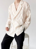 Foesce Men's New Shirt Personalized Embroidery Jacquard Tops Spring Fashion Long Sleeve Lapel Korean Chic Male Shirts