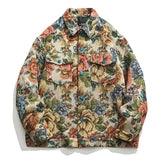 Foesce Autumn Oversize Bomber Jacket Men Flower Jacquard Baggy Coat Fashion Korean Streetwear Outerwear Clothing Tops Male Plus Size