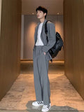 Men's blazer suit Korean trend handsome high street casual 2pcs set Hong Kong style handsome dk uniform jacket trousers