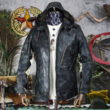 European Star Windbreaker Coats Hooded Lambskin Leather Jackets and Coats Mens Genuine Leather Sheepskin Jackets Coat 5XL Plus