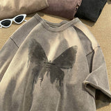 Cotton Vintage Short-sleeved T-shirt Men Y2K American Retro T Shirt Women Summer Hip Hop Tees Harajuku T-shirts