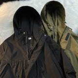 Jackets Men American Vintage Outwear Autumn Winter Loose Army Green Cargo Simple Casual Streetwear All-match Leisure Students