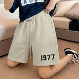 Summer new men's shorts streetwear outdoor men's and women's casual five-point pants cotton print number 1977 shorts