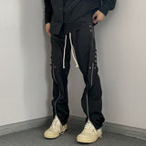 Men Slim Korean Fashion Zipper Split Casual Pants Black Trendy Cargo Trousers Punk Streetwear Man Harajuku Y2k Hip Hop Pants