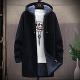 Men's Winter Thicken Sweatercoat Fleece Cardigan Jacket Male Slim Sweaters Long Hooded Sweater Warm Outwear Coats Plus Size 4XL