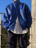 Stand Collar Men's Jacket Short Autumn Korean Fashion Loose Trend PU Leather New Solid Color Long Sleeve Male Tops