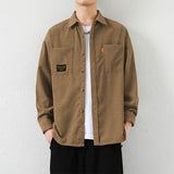 Foesce Art Style Men's Corduroy Long Sleeve Shirts Autumn Korean Shirt Woman Fashion Casual Oversize Shirt Coat Quality Clothing