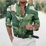 Foesce Hawaiian Butterfly Shirts For Men 3d Long Sleeve Flower Shirt Beach V-neck Oversized Tops Tee Shirt Homme Summer Clothing
