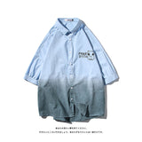Foesce -Funny Monster Men's Shirt Short Sleeve Casual Blouses Gradients Loose Turndown Collar Male Tops Summer New Cardigan