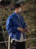 Stand Collar Men's Jacket Short Autumn Korean Fashion Loose Trend PU Leather New Solid Color Long Sleeve Male Tops