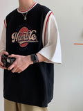 Fake Two-piece Short-sleeved T-shirt Men's Trend Brand Trend Loose Hip Hop Basketball Shirts Harajuku Kpop Streetwear