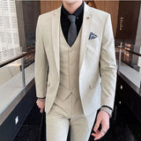 Foesce Blazers Jacket Pants 2 Pcs Set  Fashion New Men's Casual Boutique Business Wedding and Groom Suits Coat Trousers