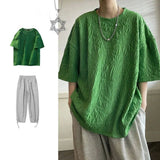 Design Crumple Novelty Men O Neck Short Sleeve Streetwear New Korean Fashion Tops Casual Harajuku Oversized T Shirt Unisex