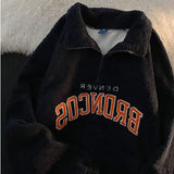 Foesce Winter new embroidery letters imitation rabbit fur zipper jacket women loose ins street furry Y2K casual all-match jacket