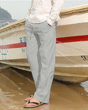 Men's Casual Trousers Home Pants New Man Cotton Linen Large Size white Straight trousers Solid Beach black Fitness Pants