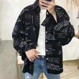 Long Sleeve Shirt Men Women Goth Spring Autumn Korean Harajuku BF Grunge Retro Dark Hip-Hop Couple Shirt Lightning Tactical Top