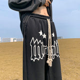 Foesce  Hip Hop Drawstring Women Men Casual Pants Letter Printed Loose Straight Streetwear Sport Pant Female Wide Leg Trousers