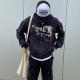 Foesce Hip Hop  Men's Hoodies Sweatshirt Women Punk Sport Loose Coat  Anime Print Gothic Streetwear Long Sleeve Street Zip Y2k Hoodie