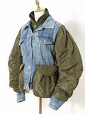 Loose Fit Green Denim Big Size Pleated Jacket New Lapel Long Sleeve Women Coat Fashion Tide Spring Autumn