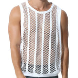 Men Tank Tops Sleeveless Undershirts Sexy Mesh Sheer Hollow Vest See Through Fishnet T Shirt Muscle Tee Singlet