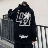 Women Clothing black Vintage Street Sweatshirt Hoodie Letter Printing Long Sleeves Casual Warm Oversize Baggy Ladies Tops Autumn