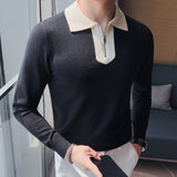 High Quality Lapel Pullover Sweater Colors Knitted Sweater For Men Pull Homme Men Winter Sweater Brand Polo Sweater