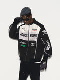 Streetwear Letter Print Motorcycle Jacket Men Chaquetas Hombre Vintage Racing Suit Spring Unisex Coat Windproof Baseball Jacket