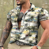 Men's Vintage Shirts  Spring Summer Casual Short Sleeve Button Lapel Loose Shirt For Men Clothes Fashion Graphic Print Tops