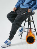 Winter Thick Warm Fleece Cargo Jeans Men Black Denim Joggers Baggy Harem Pants Casual Stretched Jean Trousers Plus Size 8XL