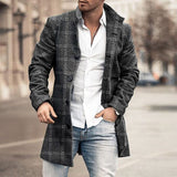 Winter Men Fashion Graphic Printing Woolen Coats Leisure Turn-down Collar Button-up Long Sleeve Jacket Mens Fall Trend Outerwear