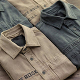 Foesce New Workwear Shirt Men's American Military Style Cotton Shirts Retro Cargo Thickened Autumn Casual Shirt Coat Tooling Lapel Tops