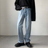 Foesce Korean Men's Baggy Homme Casual Pants Classic Cargo Pocket Blue/black Color Jeans Biker Denim Oversized Trousers M-2XL
