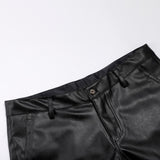 Men's Leather Shorts Elastic Fashion PU Leather Short Pants Dance & Party