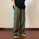 Foesce Big Pockets Casual Cargo Pants Men's Vintage Hip-hop Pants Fashion Loose Straight Wide Leg Pants Men Streetwear Trousers Male