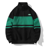 Foesce Fashion New Men's Sweatshirts Patchwork Long Sleeve Zipper Stand Collar Drop Shoulder Classical Pullovers Tops